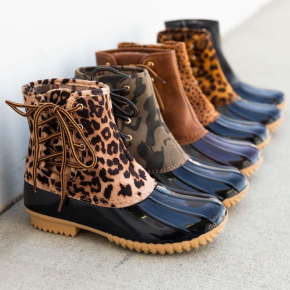 Tan Side Laced Duck Boots - Picture 3 of 4